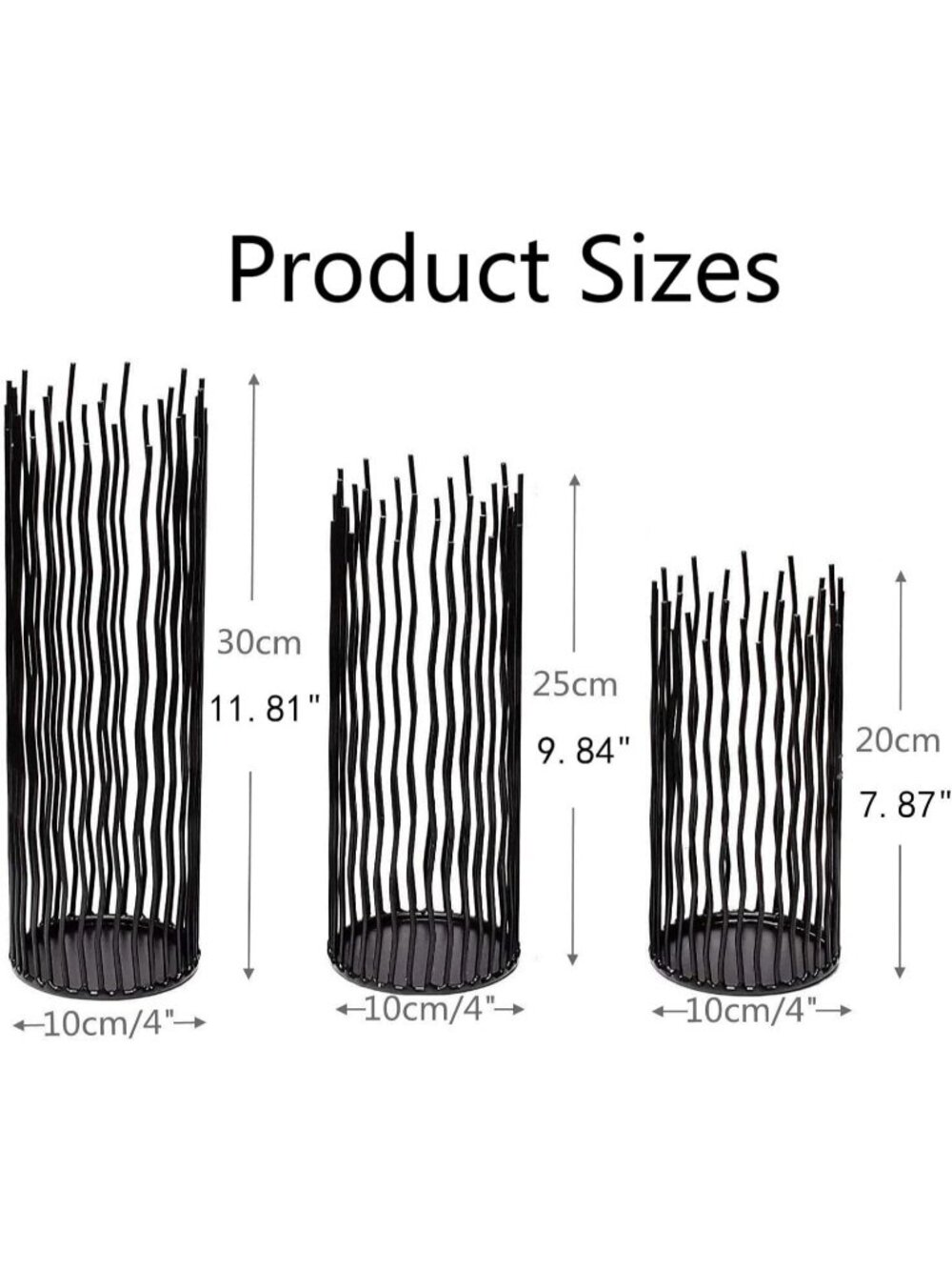 New Set of 3 Black Metal Wire Willow Pillar Candle Holders 8 10 12 Inch Decor - Picture 6 of 6